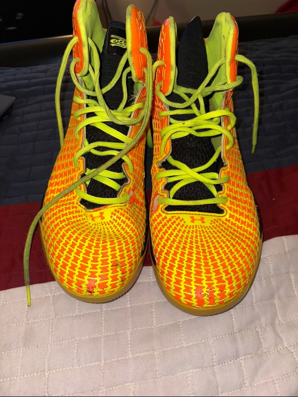 Under Armour Orange and Yellow High-Top Basketball Sneakers